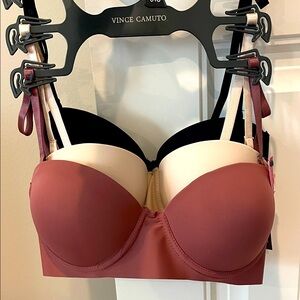 3 Pack Vince Camuto Convertible Strapless Extreme Push Up Bras 34C NWT